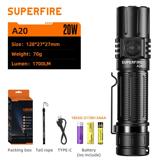 Đèn pin Led chiến thuật siêu sáng superfire A20 1700 lumens