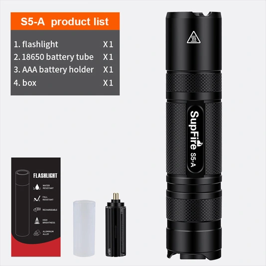 Superfire đèn pin chiến thuật mini sạc được S5-A 300 lumens