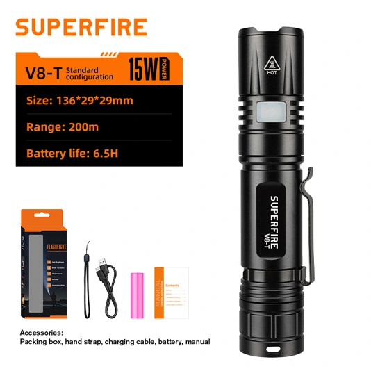Superfire Đèn pin zoom bỏ túi V8-T đèn pin SOS