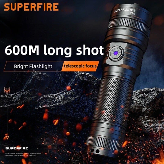 Superfire y26 2000 Lumens Đèn pin thu phóng tiêu cự thu gọn