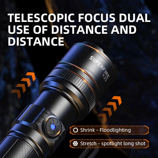 Đèn pin superfire Y25 600 lumens có thể thu phóng