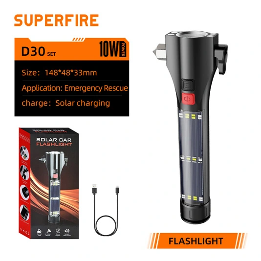 Superfire Đèn pin đa năng sạc năng lượng mặt trời D30