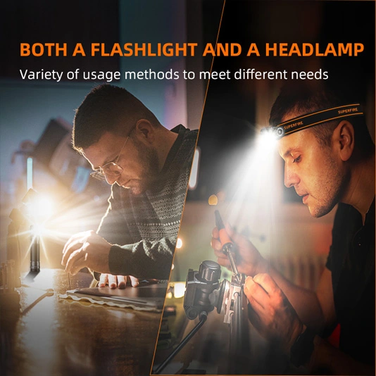 Superfire Đèn pha sạc góc phải TH04 18650 Đèn pha 90 độ