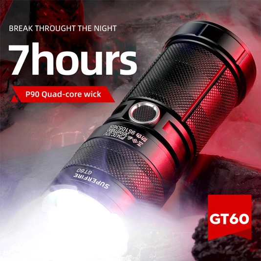 Superfire Đèn pin cầm tay công suất cao Thu phóng 1680 lumens GT60