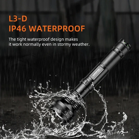 Superfire Đèn pin sạc LED có thể phóng to L3-P90 2700 lumens 36W