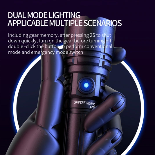 Superfire Đèn pin tầm xa công suất cao Y20 1200 lumens có thể sạc lại