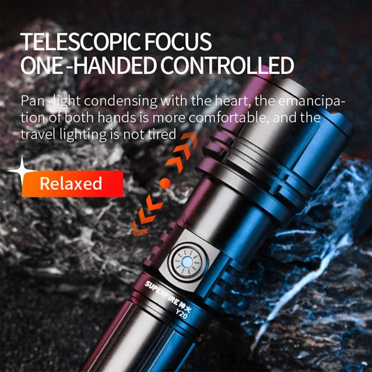 Superfire Đèn pin tầm xa công suất cao Y20 1200 lumens có thể sạc lại