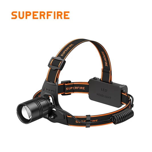 Superfire Đèn pin đầu Zoom sạc được HL08