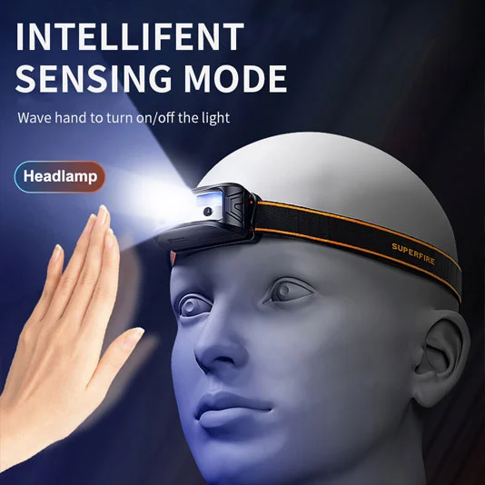 Đèn pha superfire HL05-K cảm biến nhẹ có thể sạc lại