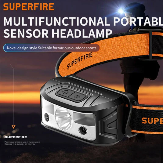 Đèn pha superfire HL05-K cảm biến nhẹ có thể sạc lại