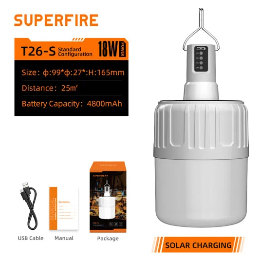 Superfire Đèn lồng Led cắm trại sạc năng lượng mặt trời T26-S