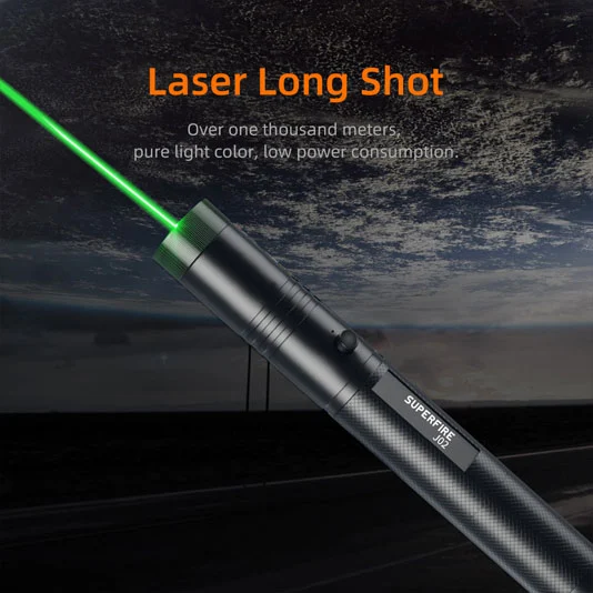Superfire J02 Đèn pin Led nhỏ có thể sạc lại với con trỏ laser