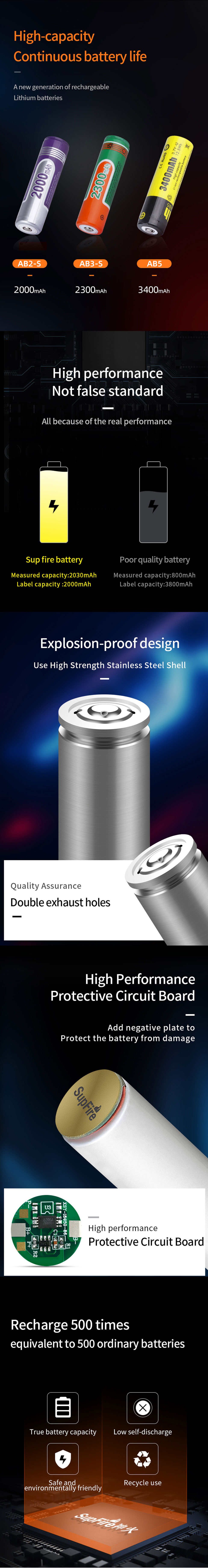 18650 solar light rechargeable battery lithium ion 3.7 v 2000mah