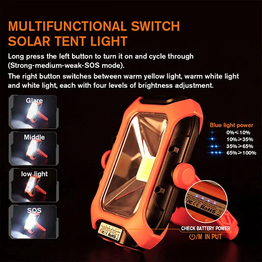 Đèn làm việc từ tính năng lượng mặt trời superfire GM05