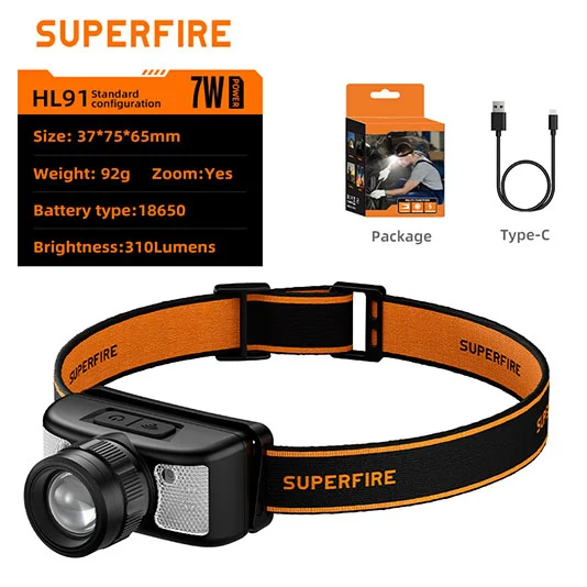 Đèn pha superfire hl91 310 lumen với đèn trắng và đỏ