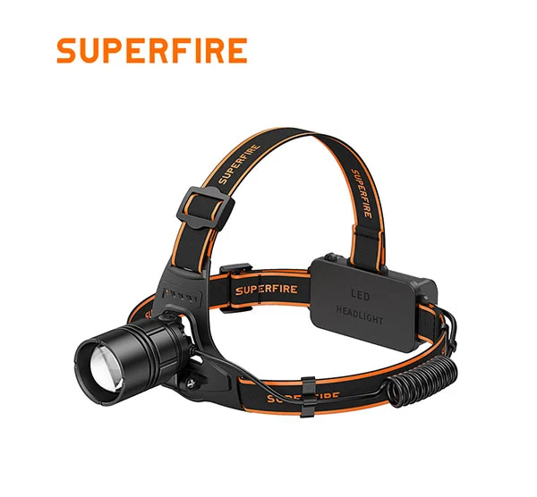 Superfire Đèn pin đầu Zoom sạc được HL08