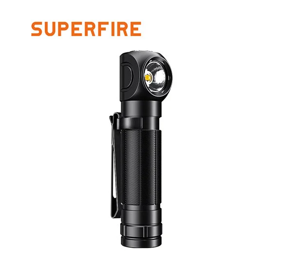 Superfire Đèn pha sạc góc phải TH04 18650 Đèn pha 90 độ