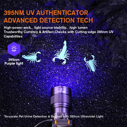 Đèn pha superfire hz01 có thể thu phóng tia UV đa năng