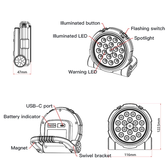 Đèn làm việc đa năng superifer GM03