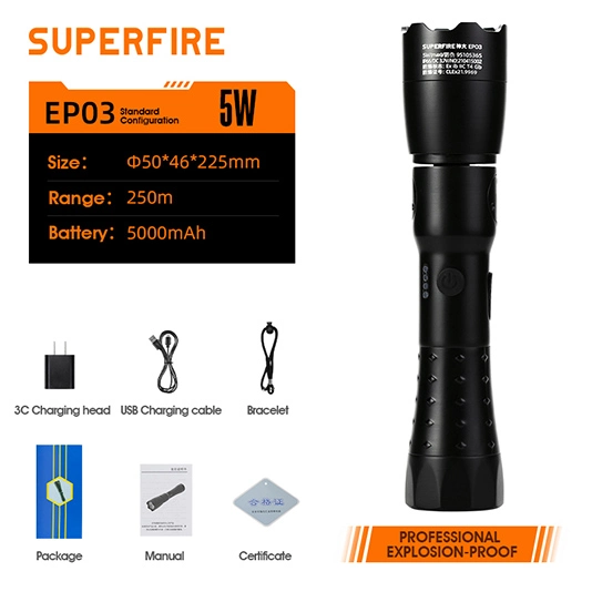 Đèn chống cháy nổ chuyên nghiệp superfire EP03