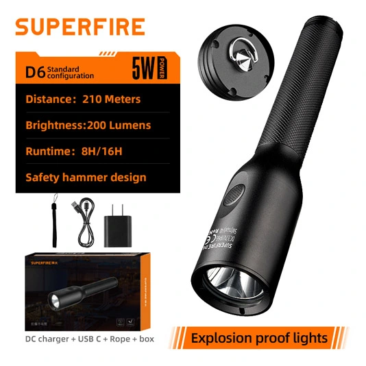Superfire Đèn pin Led chống nổ D6 mới